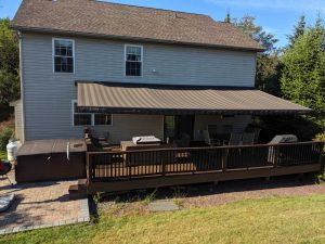 Brown Awning Over Wood Deck